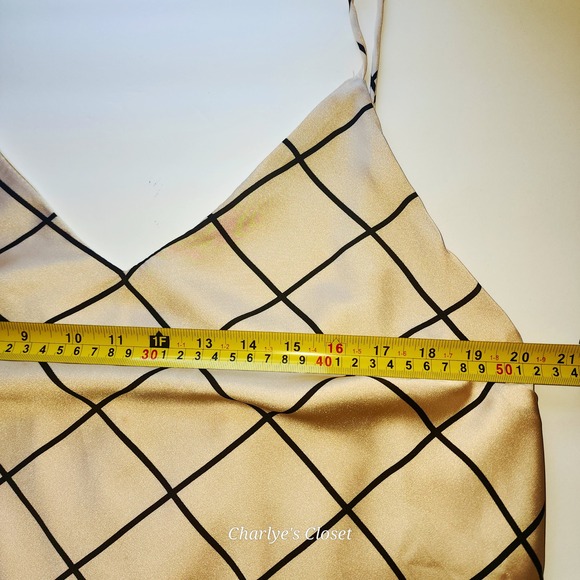 Vtg Wet Seal Satin Camisole Slip Top‎ Champagne/Black XL|NWT 90s Y2K - Picture 10 of 13